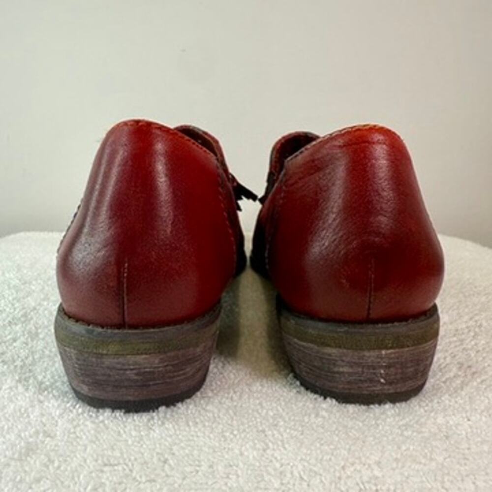 Laura Vita Burgundy Polka Dot Tassel Loafers Women’s 7.5 Suede Shoes - Picture 8 of 14